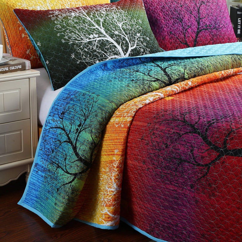 Swanson Beddings مجموعة غطاء سرير شجرة قوس قزح من سوانسون: لحاف وأغطية وسائد (ملكي) - Image 5